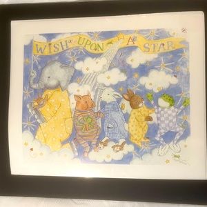 Kelly Rightsell "Wish Upon A Star" nursery print sleepy-time pajama animals